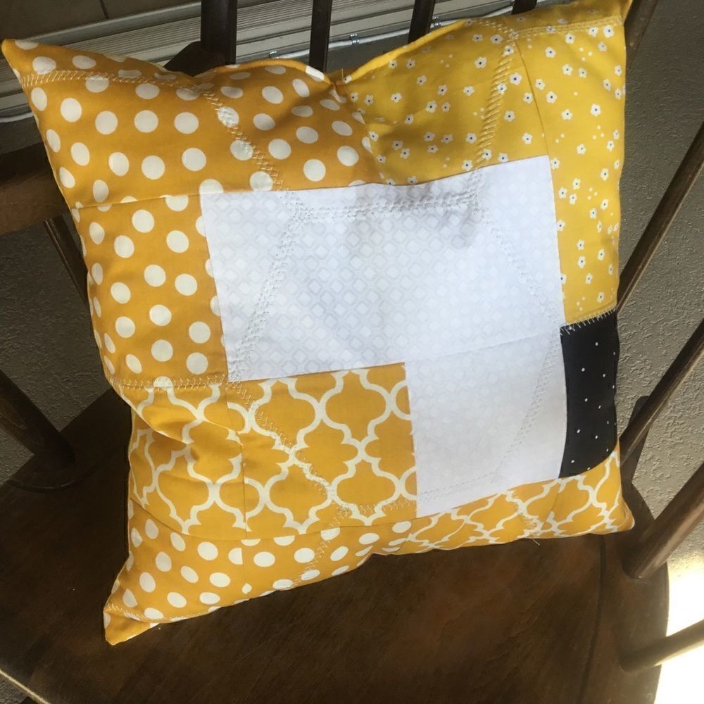 CLOSEOUT SALE $10 NWT Hand Crafted  Pillow Yellows, White  Black Bee Fabrics